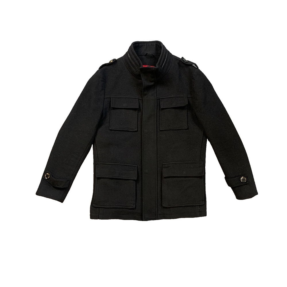 Mantoni Jacket Mens M Medium Black Wool Cashmere Blend Field Utility Luca